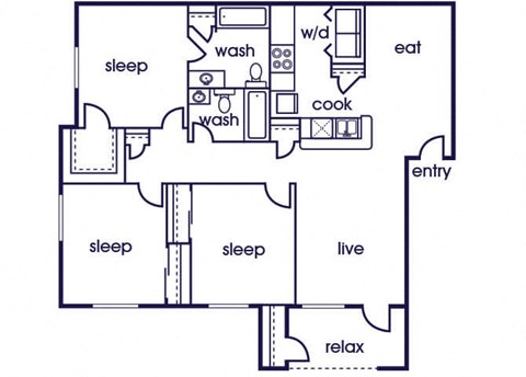 C1 Floorplan Image at Bonito Parque Apartments in San Antonio, TX
