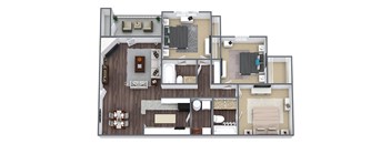 Three bedroom floor plan image at Priest Lake in Nashville TN