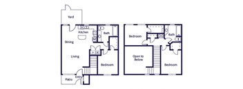 Three bedroom floor plan image at Fallbrook Ranch in Houston TX