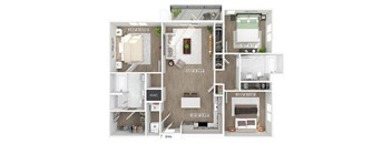 Three bedroom floor plan at The Penstone Apartments and Townhomes in South Walpole MA