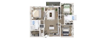 Three bedroom floor plan at Station 316 in Woburn MA