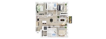 Three bedroom floor plan at 333 Ellington in Gaithersburg MD