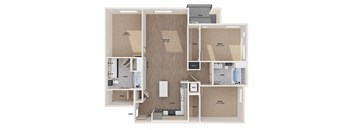 a 1 bedroom floor plan with a bathroom and a kitchen