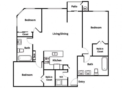 C1 Floorplan Image at Town Center Apartments in Santa Clarita CA