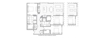 Three bedroom floor plan image at Cirro King of Prussia Apartments in King of Prussia PA