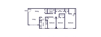 three bedroom floor plan image at Leesburg Apartments in Leesburg VA