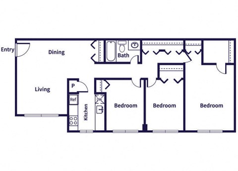 three bedroom floor plan image at Leesburg Apartments in Leesburg VA