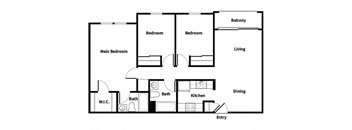 Three bedroom floor plan at Glenmary