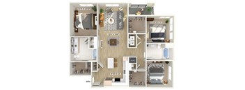 Three bedroom floor plan at The Braydon Apartments in Napa CA