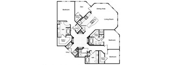 Three bedroom three bathroom floor plan image at Westchester at the Pavilions in Waldorf MD