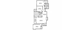 Three bedroom two bathroom C2 Floorplan at Oakfield Apartment Homes in Wheaton MD