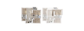 a split view of the interior of an apartment building with boxes on the floor