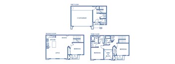 Three bedroom floor plan at Vintara Apartments in Murrieta CA
