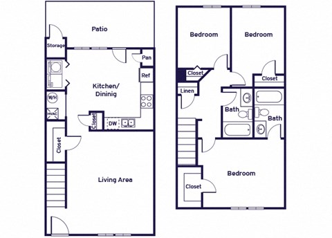 Three bedroom townhome floor plan at Greens of Pine Glen in Durham NC