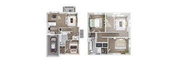 Three bedroom floor plan at The Penstone Apartments and Townhomes in South Walpole MA
