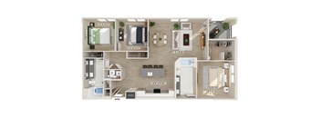Three bedroom floor plan image at West Village Poway Apartments in Poway CA