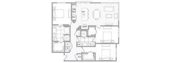 Three bedroom floor plan image at Cirro King of Prussia Apartments in King of Prussia PA