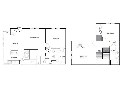 Three bedroom townhome floor plan at Ironwood Crossing Apartments and Townhomes in Fort Worth TX