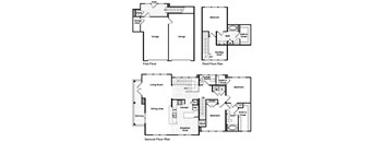 Three bedroom three bathroom floor plan image at Westchester at the Pavilions in Waldorf MD
