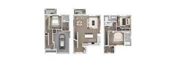 Three bedroom floor plan at The Penstone Apartments and Townhomes in South Walpole MA