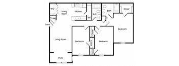 Three bedroom floor plan image at Chroma Park Apartments in Austell GA