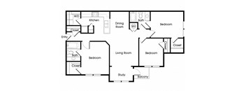 Three bedroom floor plan image at Chroma Park Apartments in Austell GA