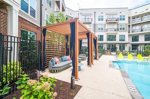 Cabanas and pool at The Belhaven in Alexandria VA