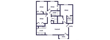 D1 Floorplan Image at Cedar Grove Apartments in Miami Gardens FL