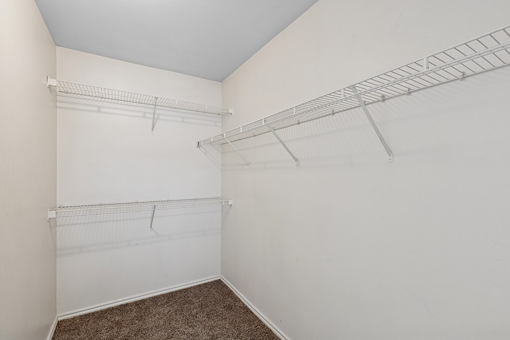 Spacious closet at Ironwood Crossing Apartments and Townhomes in Fort Worth TX