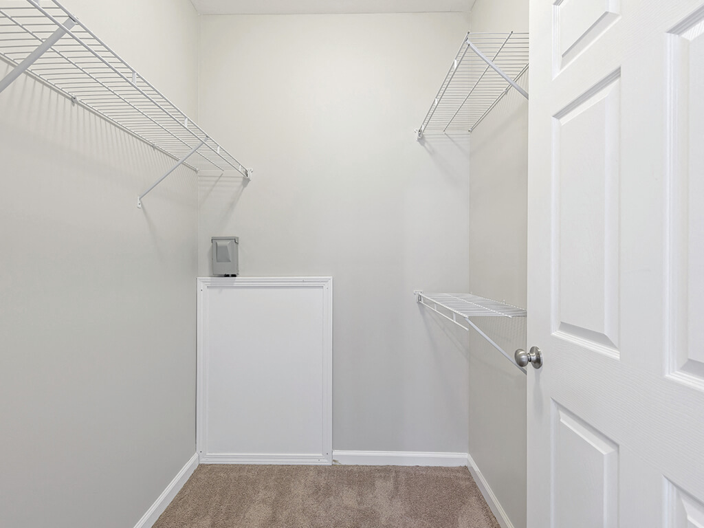 Closet space and storage at Falls Pointe Apartments in Durham NC