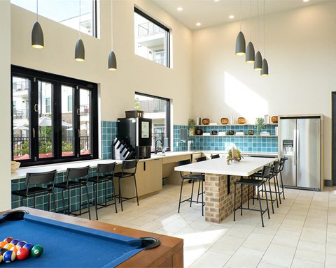 Club room billiards at Verge Apartments in Atlanta, GA