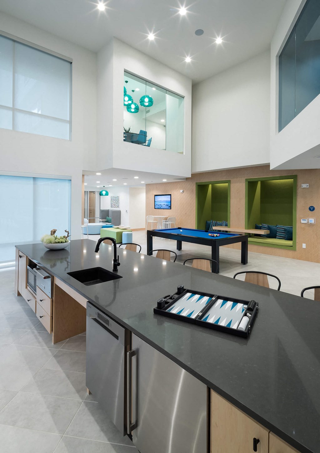 Clubhouse kitchen sink at Jada Legacy Central Apartments in Plano TX