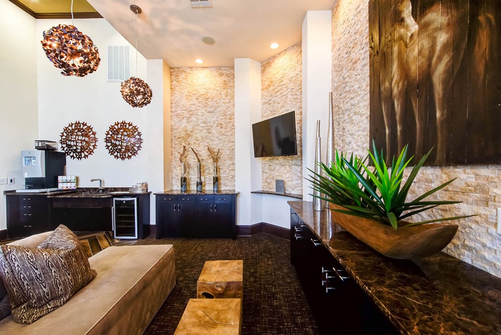 Clubhouse Lounge Coffee Station at Callista Hill Country Apartments in Austin TX.