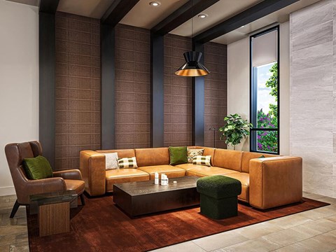 Clubhouse couches at Olivean Apartments in Broomfield CO