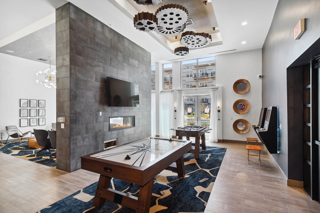 Clubhouse game area foosball table at VERO apartments in chelsea MA