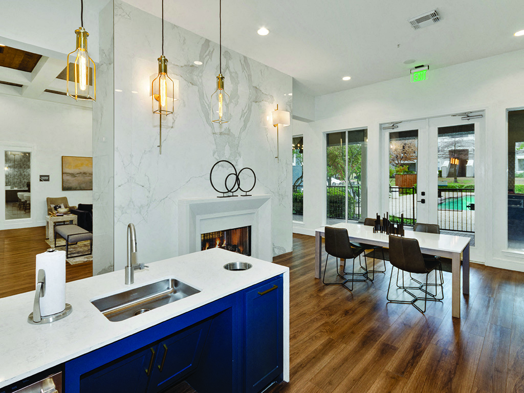 Clubhouse kitchen at Kensley Apartment Homes
