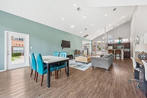 Clubhouse with kitchen at Valley Ridge Apartments in Lewisville TX