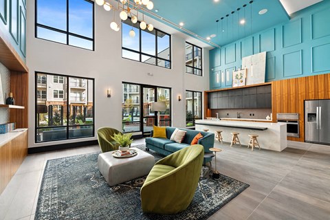 Clubroom seating at Belhaven Apartments in Alexandria VA