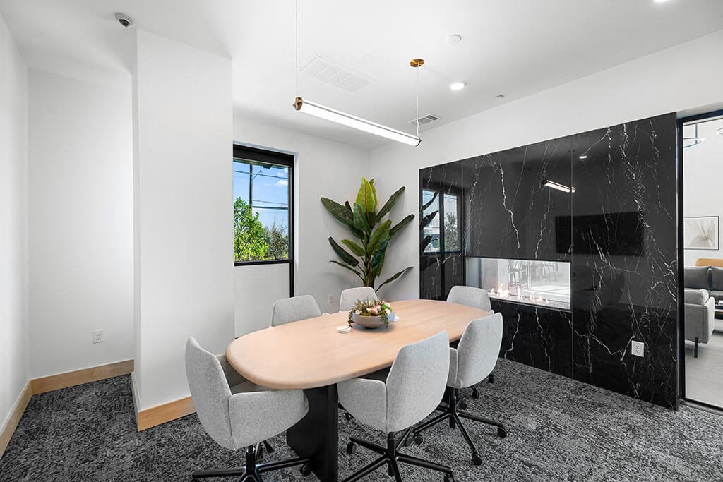 Co working lounge conference room at East Bend Apartments in Houston TX