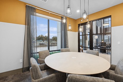 Social lounge conference room at Luca Apartments in Austin TX
