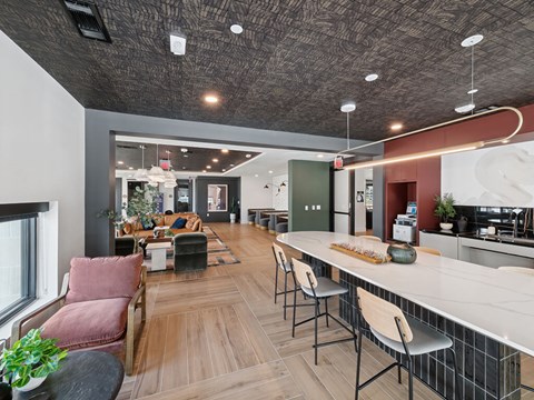 Co Working Lounge Hospitality Bar Heights at 1520 Apartments in Houston TX