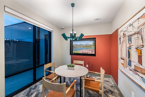 Coworking lounge meeting room at Luca Apartments in Austin TX