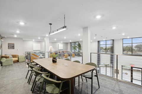 Co working lounge upper level at Luca Apartments in Austin TX