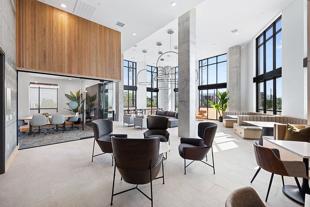 Co working lounge at East Bend Apartments in Houston TX