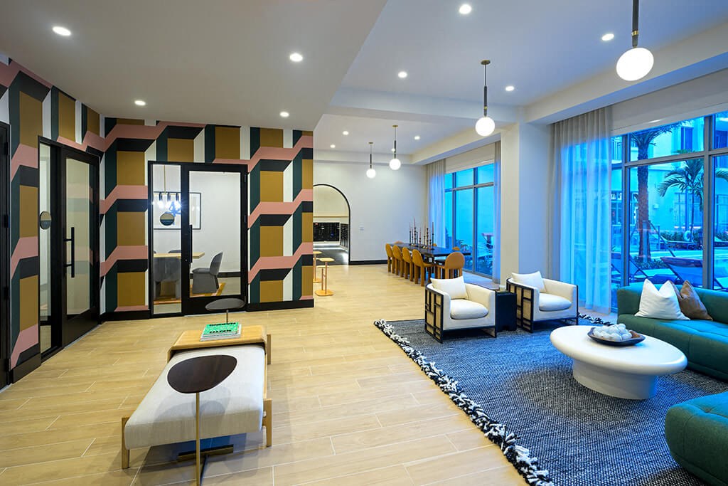 Co working lounge at Coasterra Apartments in Fort Lauderdale FL