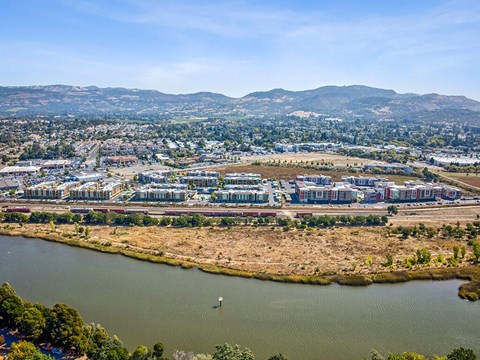 Community Drone with Napa River at The Braydon Apartments in Napa CA