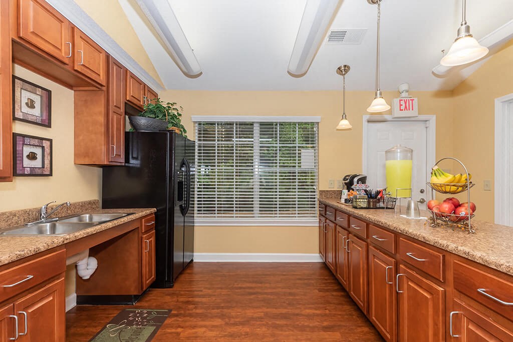 Community kitchen  at Greens of Pine Glen in Durham NC