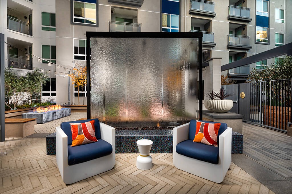 Courtyard Recess Water Feature at Chroma Apartment Homes in Canoga Park CA