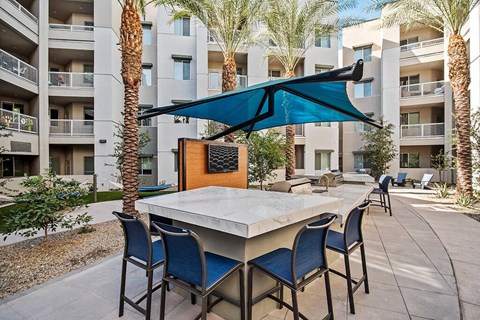 Courtyard seating area at District at Scottsdale Apartments in Scottsdale AZ