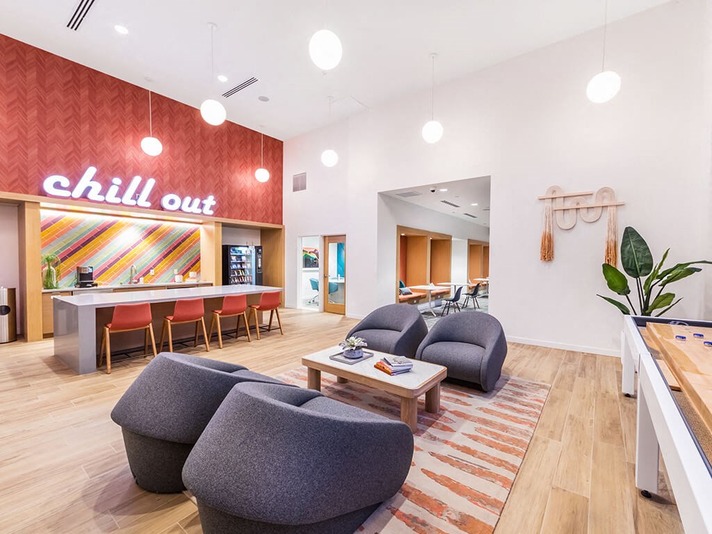 Coworking Lounge Game Area at Embark Apartments in Fremont CA